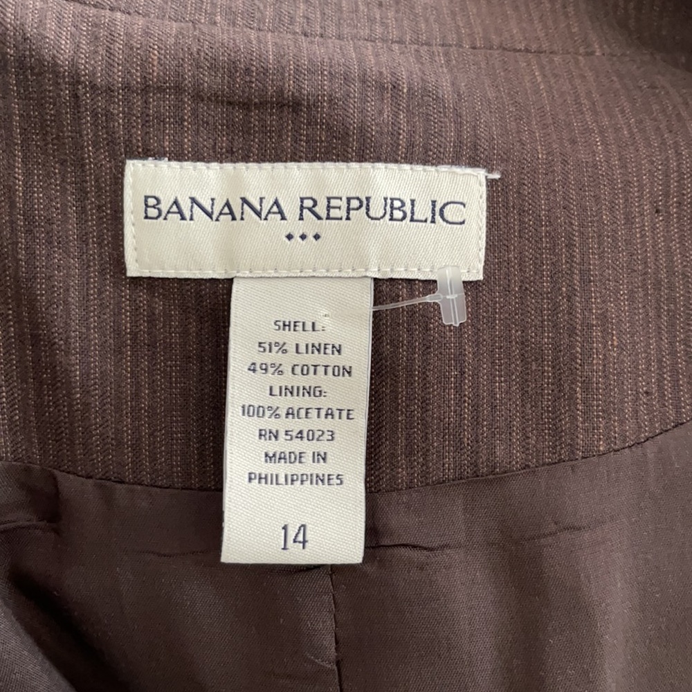 Banana Republic Linen Cotton Brown Pinstriped Blazer - Picture 4 of 9